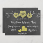 ワイルドイエローローズシャルボード結婚式招待状 招待状 (正面/裏面)