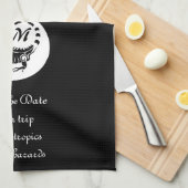 ワイルドイグアナシルエットモノグラム写真 キッチンタオル (四つ折り)