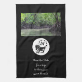 ワイルドイグアナシルエットモノグラム写真 キッチンタオル (縦)