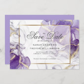 ワイルドウィステリア金ゴールド抽象芸術 招待状 (正面/裏面)