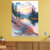 ワイルドウィスパー:夕日への羽のポータル キャンバスプリント (インサイチュ (リビング))
