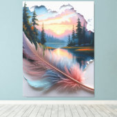 ワイルドウィスパー:夕日への羽のポータル キャンバスプリント (インサイチュ (ウッドフロア))