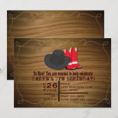 ワイルドウェスタンカントリーのロープブーツとハットへの招待 招待状 (正面/裏面)