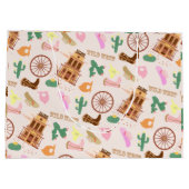 ワイルドウェストとカクティパターン子供の誕生日パーティー ラージペーパーバッグ (裏面)