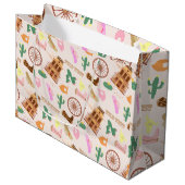 ワイルドウェストとカクティパターン子供の誕生日パーティー ラージペーパーバッグ (正面アングル)