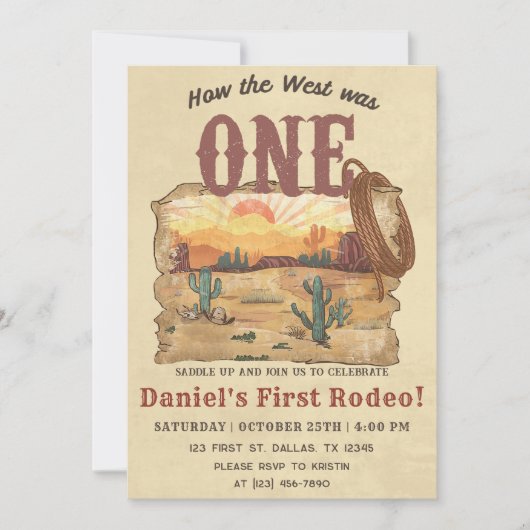 ワイルドウェストどのように西は一つの誕生日 招待状 (正面)