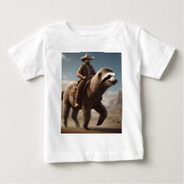 "ワイルドウェストの不思議：コウテイモンキーのような馬に乗るカウボーイ" ベビーTシャツ