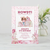ワイルドウェストの馬とカウガールのかわいい子供の誕生日招待状 招待状 (スタンド正面)