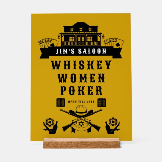 ワイルドウェストアメリカーナトランプのポーカー アクリルサイン (正面)