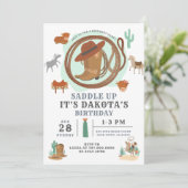 ワイルドウェストウエスタンカウボーイズボーイ誕生日招待状 招待状 (スタンド正面)