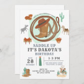 ワイルドウェストウエスタンカウボーイズボーイ誕生日招待状 招待状 (正面/裏面)