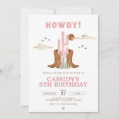 ワイルドウェストカウガールカントリーウェスタン誕生日パーティー 招待状 (正面)