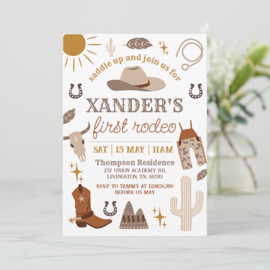 ワイルドウェストカウボーイウェスタンファーストパーティー誕生日 招待状 (スタンド正面)