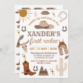 ワイルドウェストカウボーイウェスタンファーストパーティー誕生日 招待状 (正面/裏面)