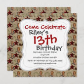 ワイルドウェストカウボーイカントリーウエスタンオンバーラップパターン 招待状 (正面/裏面)