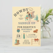 ワイルドウェストカウボーイズボーイ誕生日招待状 招待状 (スタンド正面)