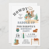 ワイルドウェストカウボーイズボーイ誕生日招待状 招待状 (正面/裏面)