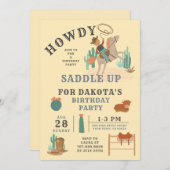 ワイルドウェストカウボーイズボーイ誕生日招待状 招待状 (正面/裏面)
