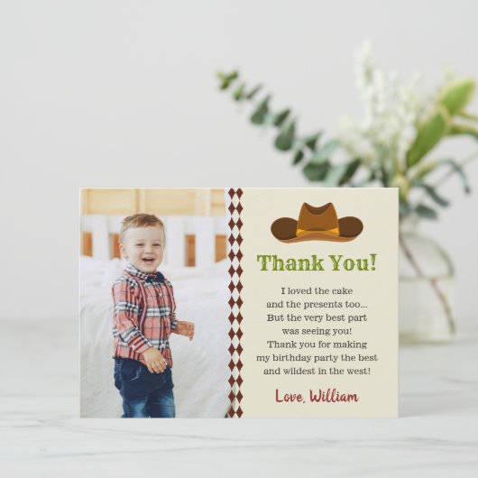 ワイルドウェストカウボーイロデオ子供の誕生日パーティー サンキューカード (スタンド正面)