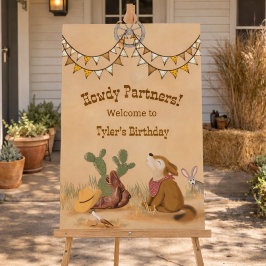 ワイルドウェストカウボーイ誕生日ウェルカムサイン ポスター