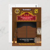 ワイルドウェストカウボーイ5歳誕生日パーティー ポストカード (正面/裏面)