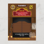 ワイルドウェストカウボーイ 5歳の誕生日パーティー ポストカード (正面)