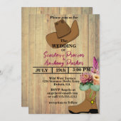 ワイルドウェストカントリーウエスタンブーツ&ハットフローラウェディング 招待状 (正面/裏面)