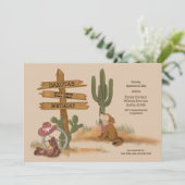 ワイルドウェストガールズ素朴おもしろい誕生日招待状 招待状 (スタンド正面)