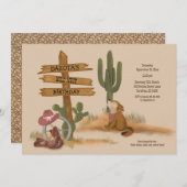 ワイルドウェストガールズ素朴おもしろい誕生日招待状 招待状 (正面/裏面)