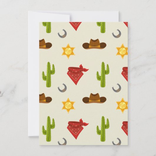 ワイルドウェストサルーンカウボーイ誕生日パーティー男子子供 サンキューカード (裏面)