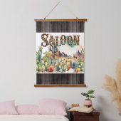 ワイルドウェストサロン砂漠サボテンのドアの正面 吊り下げ型タペストリー (寝室)