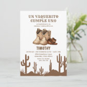 ワイルドウェストスペインのヴァケリトカウボーイシューズ誕生日 招待状 (スタンド正面)