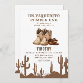 ワイルドウェストスペインのヴァケリトカウボーイシューズ誕生日 招待状 (正面/裏面)