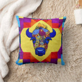 ワイルドウェストバイソンキルトライクデザイン クッション (ブランケット)