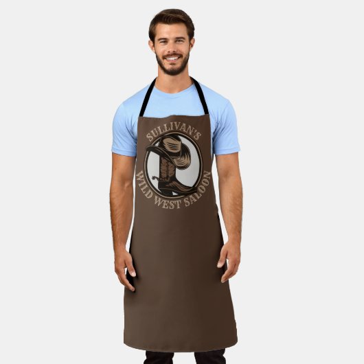 ワイルドウェストパーソナライズされたサルーンウェスタンカウボーイブーツ エプロン (着用した状態)