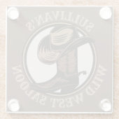 ワイルドウェストパーソナライズされたサルーンウェスタンカウボーイブーツ ガラスコースター (裏面)