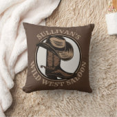 ワイルドウェストパーソナライズされたサルーンウェスタンカウボーイブーツ クッション (ブランケット)