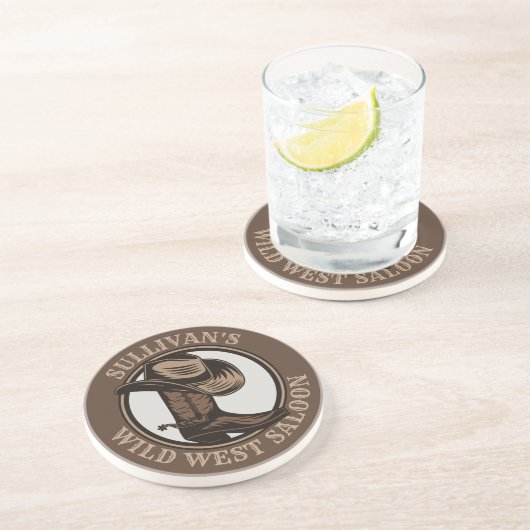 ワイルドウェストパーソナライズされたサルーンウェスタンカウボーイブーツ コースター (側面)