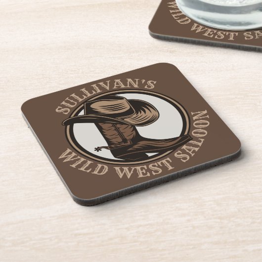 ワイルドウェストパーソナライズされたサルーンウェスタンカウボーイブーツ コースター (左側)