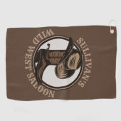 ワイルドウェストパーソナライズされたサルーンウェスタンカウボーイブーツ ゴルフタオル (横)