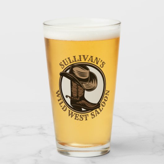 ワイルドウェストパーソナライズされたサルーンウェスタンカウボーイブーツ タンブラーグラス (ドリンク正面)