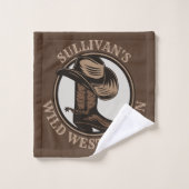 ワイルドウェストパーソナライズされたサルーンウェスタンカウボーイブーツ バスタオルセット (ウォッシュタオル)