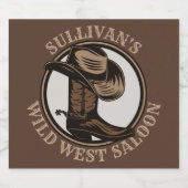 ワイルドウェストパーソナライズされたサルーンウェスタンカウボーイブーツ ビールラベル (シングルラベル)