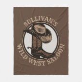 ワイルドウェストパーソナライズされたサルーンウェスタンカウボーイブーツ フリースブランケット (正面)