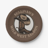 ワイルドウェストパーソナライズされたサルーンウェスタンカウボーイブーツ ペーパープレート (正面)