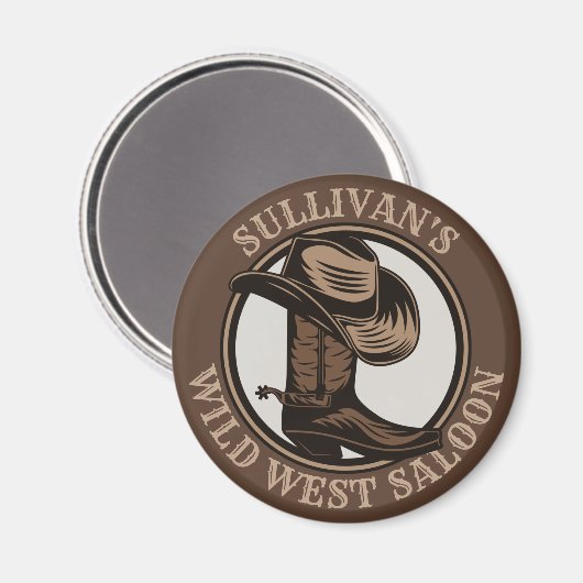 ワイルドウェストパーソナライズされたサルーンウェスタンカウボーイブーツ マグネット (正面/裏面)