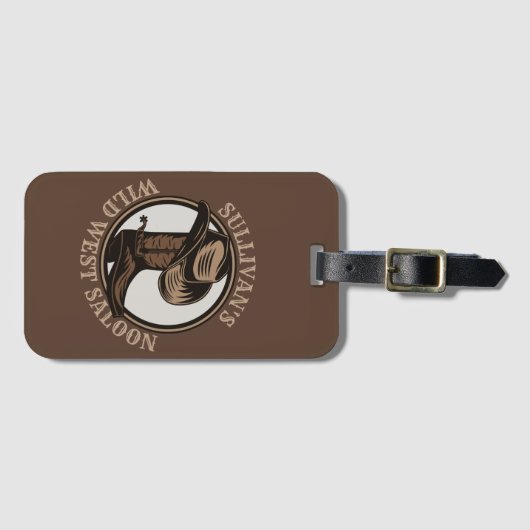 ワイルドウェストパーソナライズされたサルーンウェスタンカウボーイブーツ ラゲッジタグ (正面横)