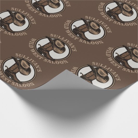 ワイルドウェストパーソナライズされたサルーンウェスタンカウボーイブーツ ラッピングペーパー (角)