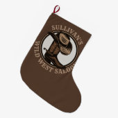 ワイルドウェストパーソナライズされたサルーンウェスタンカウボーイブーツ ラージクリスマスストッキング (正面 (吊り時))