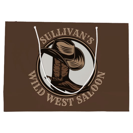 ワイルドウェストパーソナライズされたサルーンウェスタンカウボーイブーツ ラージペーパーバッグ (裏面)